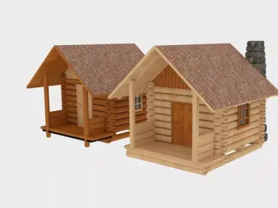 Logcabin log cabin with chimney 3D model