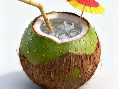 Tropical Chill Coconut Drink 3D Model Low-poly 3D model