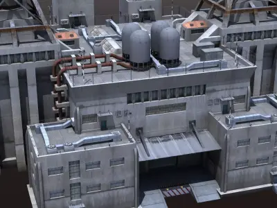 Factory Building - Industrial - Powerplant Low-poly 3D model