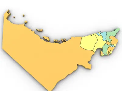 3D Political Map of United Arab Emirates UAE 3D model
