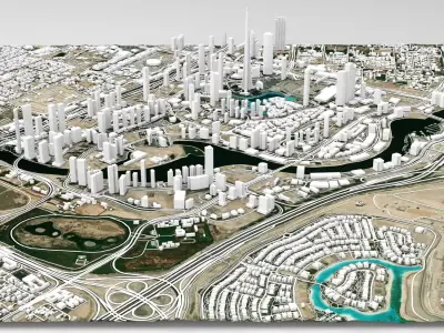 Cityscape Dubai fragment city Down town  3D model