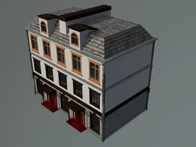 laos Game Building 5 european style  Low-poly 3D model