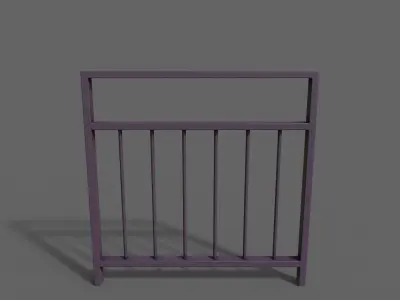 PBR Pedestrian Guard Rail Purple V4 Low-poly 3D model