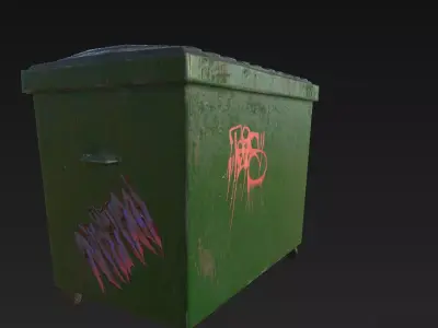 TrashCan big Low-poly 3D model