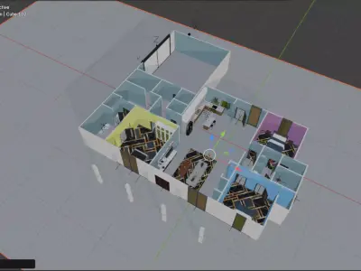 house whit open interior  3D model