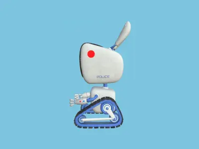 Cute Robot 09 - -Police Bot - Character SciFi Design Low-poly 3D model