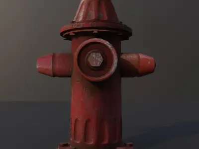 Red rusty hydrant Low-poly 3D model