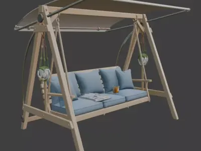 Outdoor Swing with Cushions 3D model