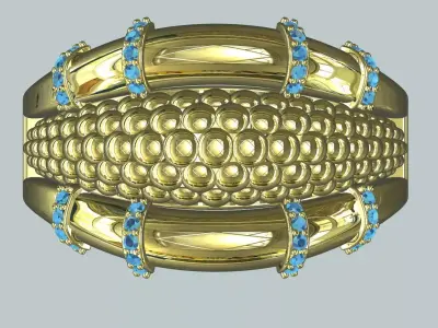 Beaded Dome Statement Ring 14K Gold 3D print model