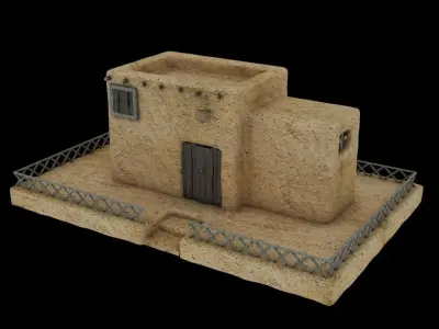 Mud houses with enviroment 3D model