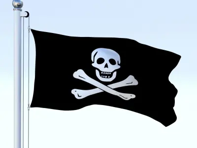 Animated Pirate Flag Low-poly 3D model