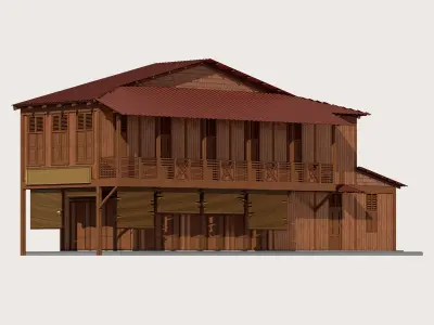 Malaysia Shophouse Corner 1690 Asian Heritage Building  3D model