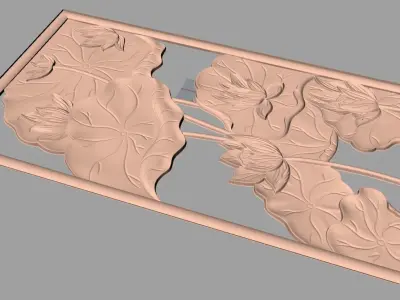 Door flower 3D relief STL Model for CNC woodworking carving E331 3D model