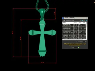 Light Gold 18K Cross Pendant 2CP099 3D print model
