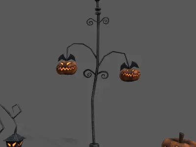 Halloween Lanterns and pumpkins Low-poly 3D model
