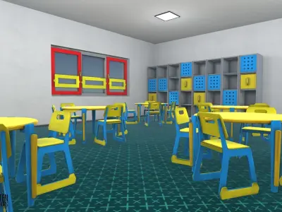 Kindergarten - interior and props Low-poly 3D model