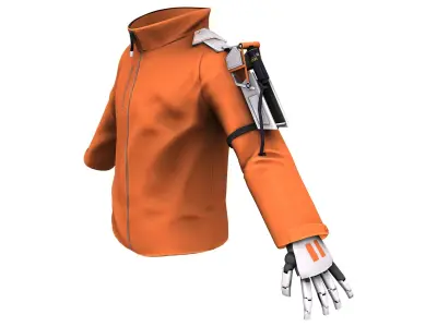 Male Orange Cyberpunk Jacket Coat Low-poly 3D model