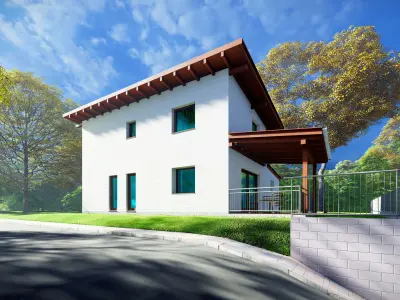 simple counrty house with slanted roof  3D model