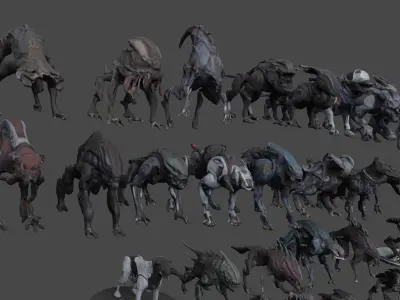 Sci-Fi Monsters Bugs Dogs 3D model