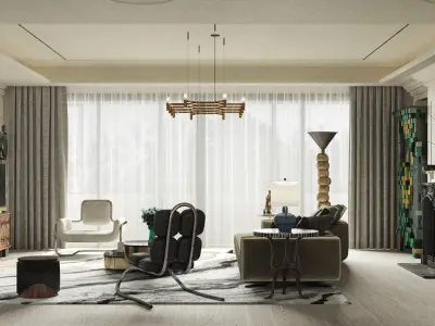 Living Room Interior Scene for 3DMAX and Corona 3D model 3D model