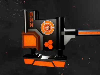 Future Sci-Fi Hammer Low-poly 3D model Low-poly 3D model