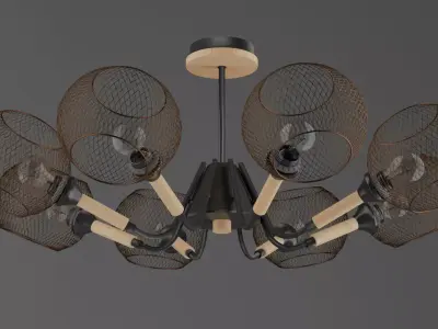 Modern Loft Mesh 8-Arm Chandelier 3D model