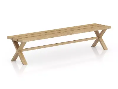 Simple Wooden Bench 3D model