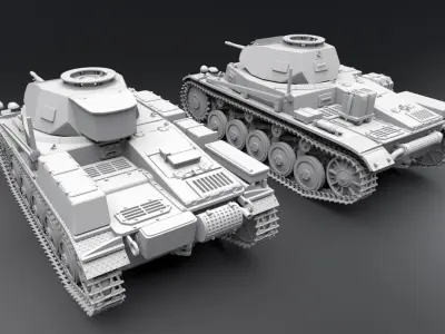 Panzer 2 C and F scale model 3D print model