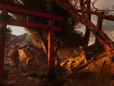 Samurai Path Torii Gate Model Scene 3D model