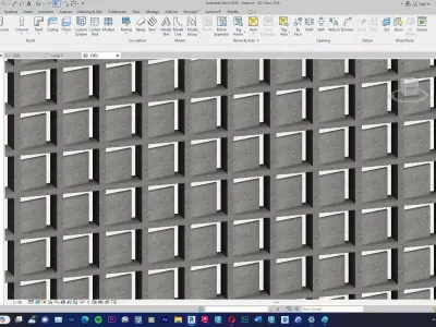 Roster wall design curtain wall revit family type R-02 3D model