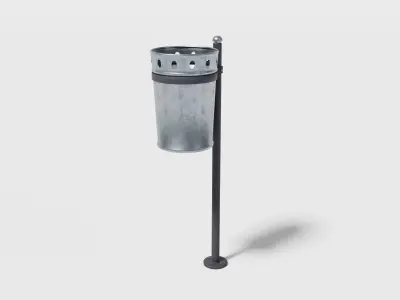 Street waste basket Low-poly 3D model