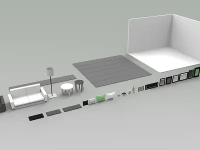Low Poly Interiors - Living Room Low-poly 3D model