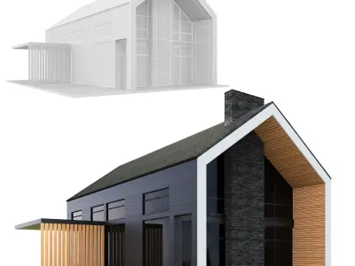 Barn house 2 Low-poly 3D model