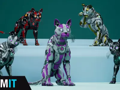 Sci-Fi Cat Low-poly 3D model