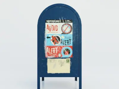 Mail Box Low Poly PBR 3D Model Low-poly 3D model