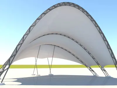 Tensile steel structure 3-parts 3D model