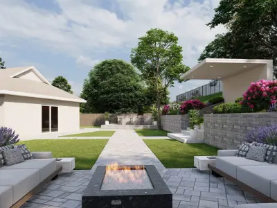 3D Exterior Scene 3D model design garden and landscape 3D 3D model 8
