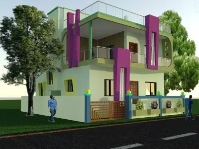 Exterior house design in hyderabad 3D print model