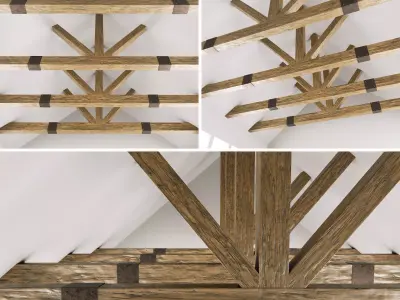 Wooden ceiling beams for barn 3D model