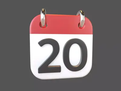 Calendar Icon 20 v1 001 Low-poly 3D model