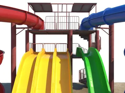 Water Slide Low-poly 3D model
