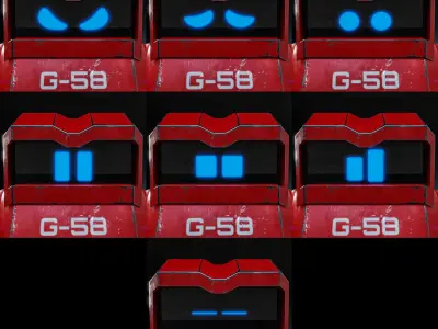 Cute Space Robot Rigged G-58 Red 3D model