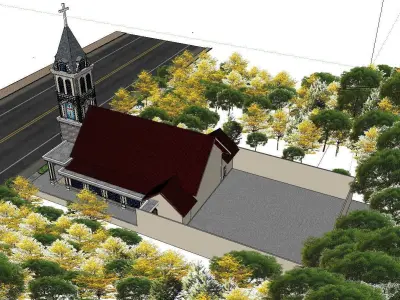 Architecture-Religion-God-Culture-Temple-063 church with steeple 3D model