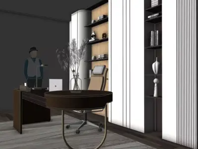 Modern Office Interior 3D Model SketchUp 2018 2021 FBX OBJ DAE 3D model