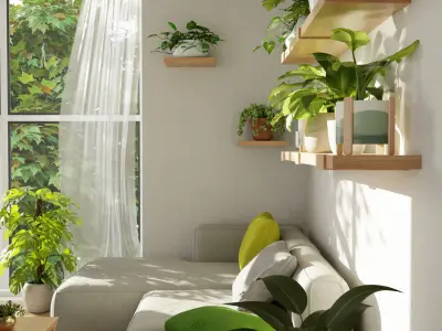 Living Room Interior Scene  Free 3D model