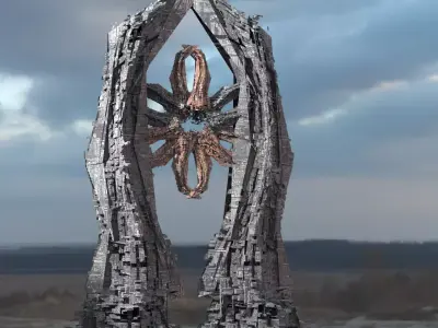  Dark Stone Sci fi monoliths gate  3D model