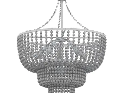 Bynes 6 chandelier with glass beads and gold finish 3D model