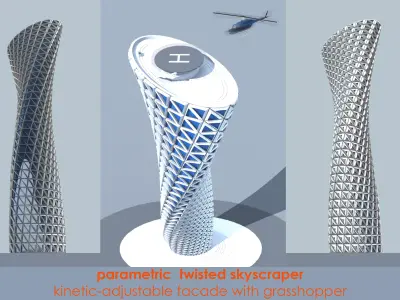 Parametric Twisted Skyscraper with Grasshopper 3D model
