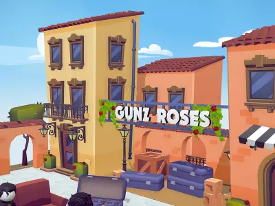 italian city street cityscape lowpoly assets pack Low-poly 3D model