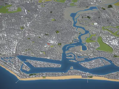 Newport Beach - 3D City Model Low-poly 3D model